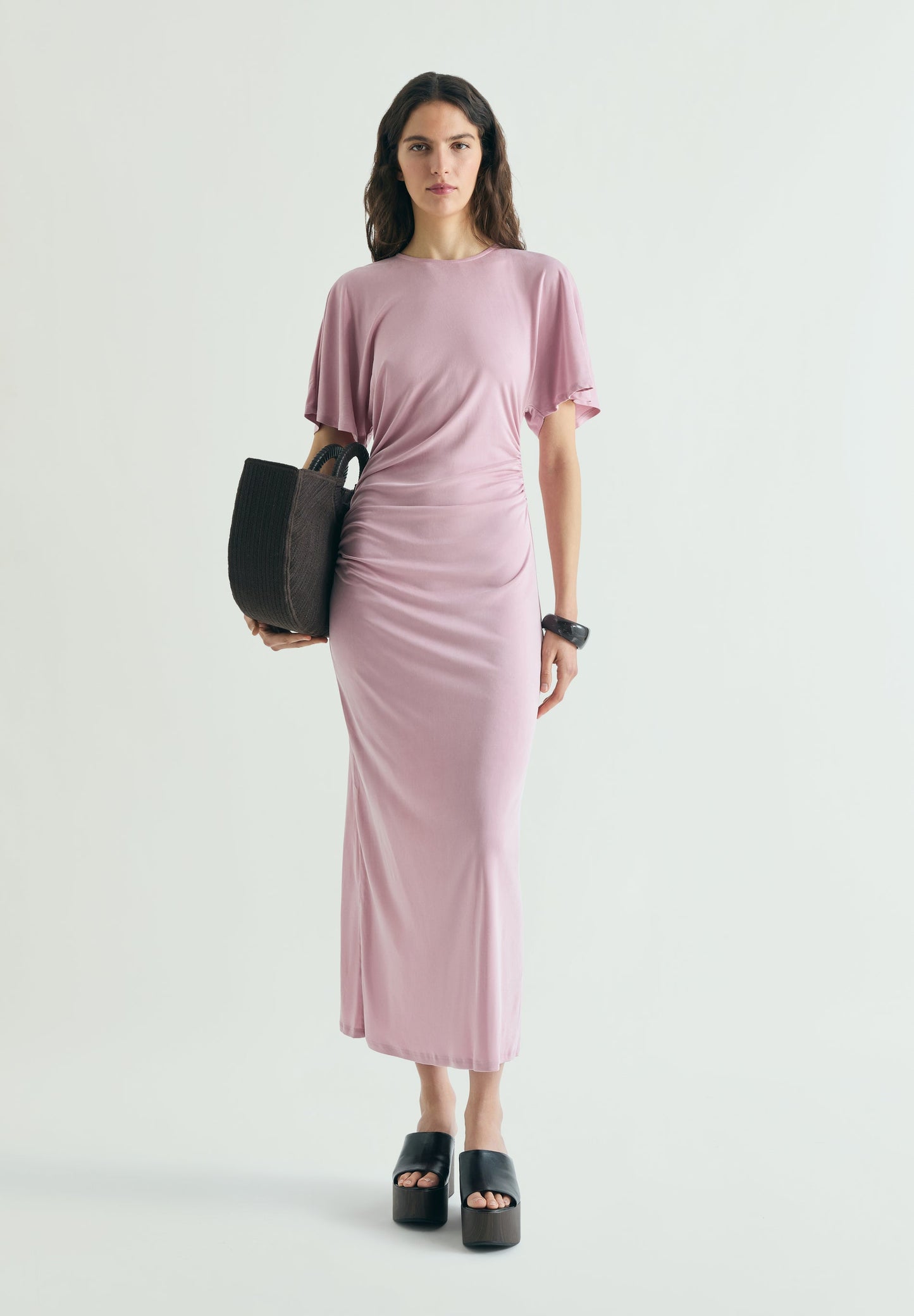 VESTIDO CUPRO FRUNCES