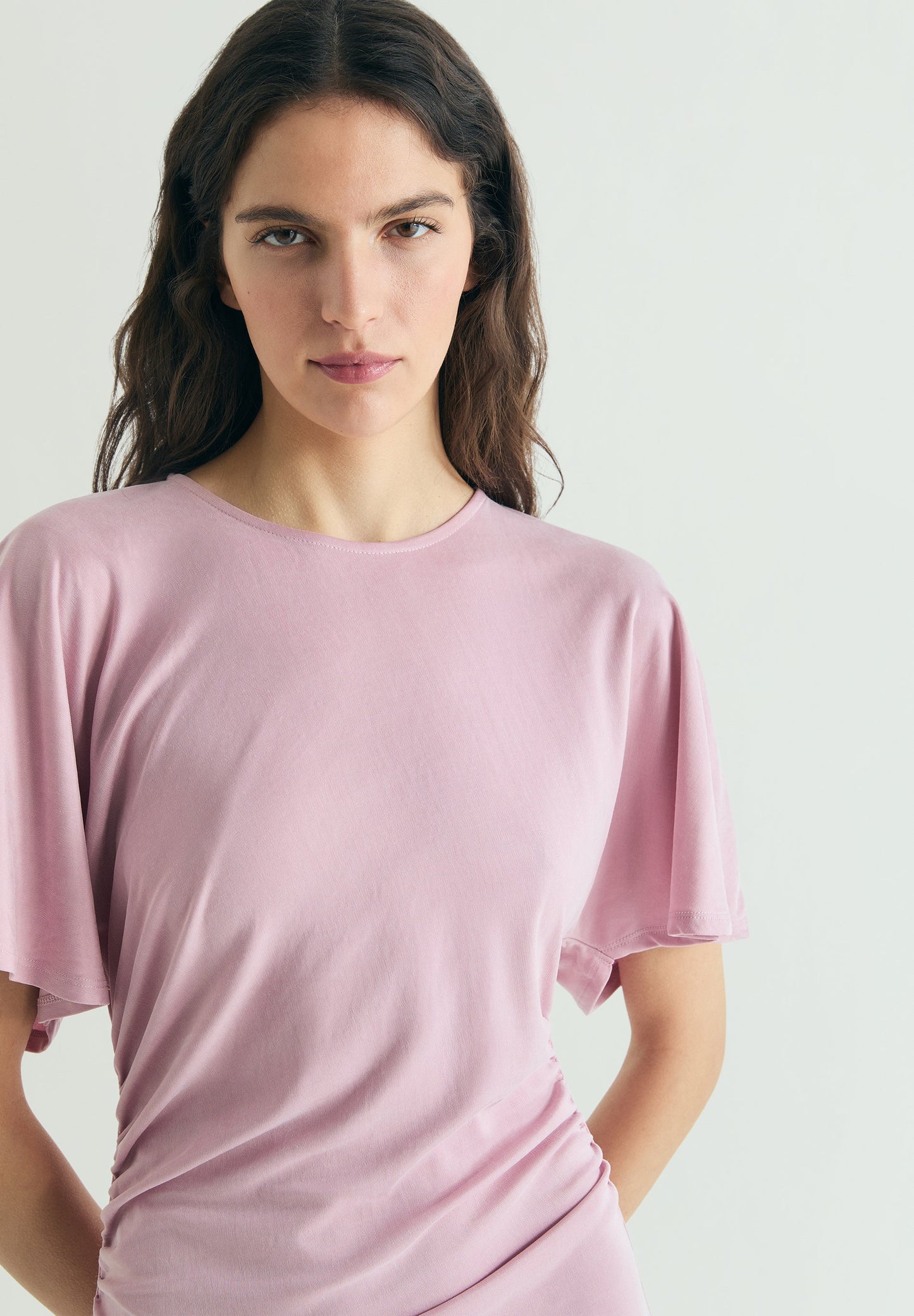VESTIDO CUPRO FRUNCES