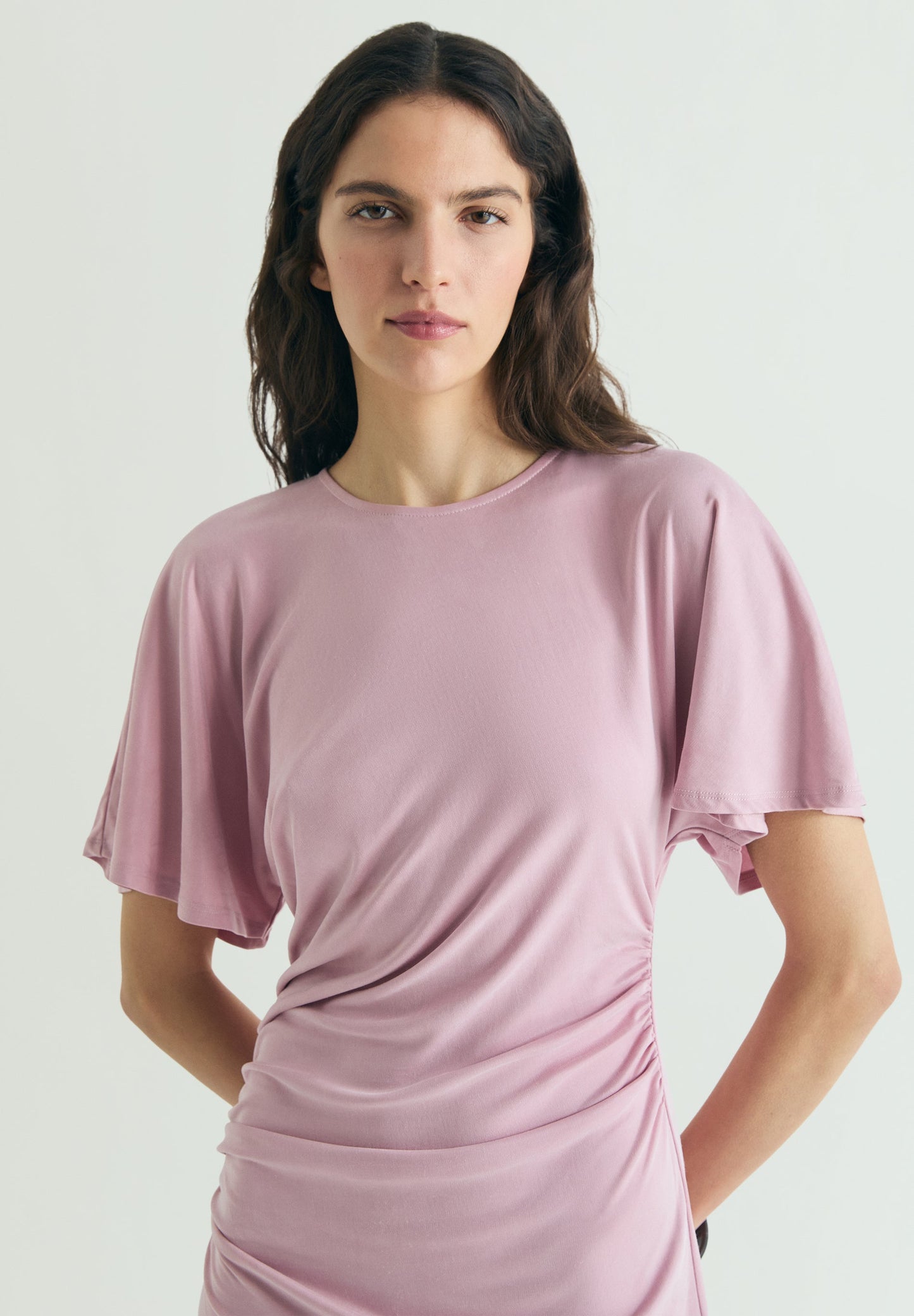 VESTIDO CUPRO FRUNCES