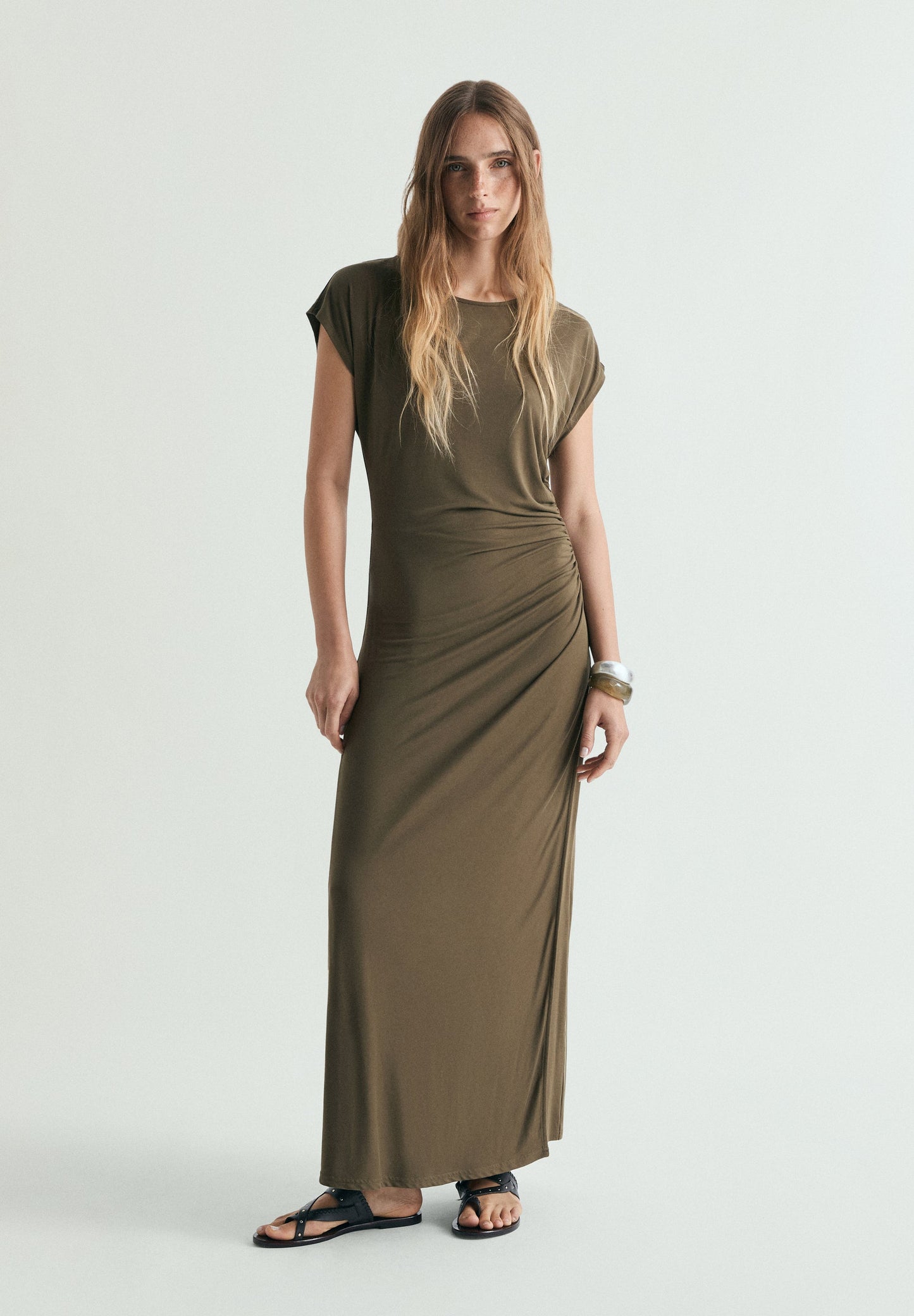 VESTIDO CUPRO DRAPEADO