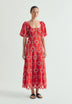 VESTIDO MIDI MANGAS ABULLONADAS