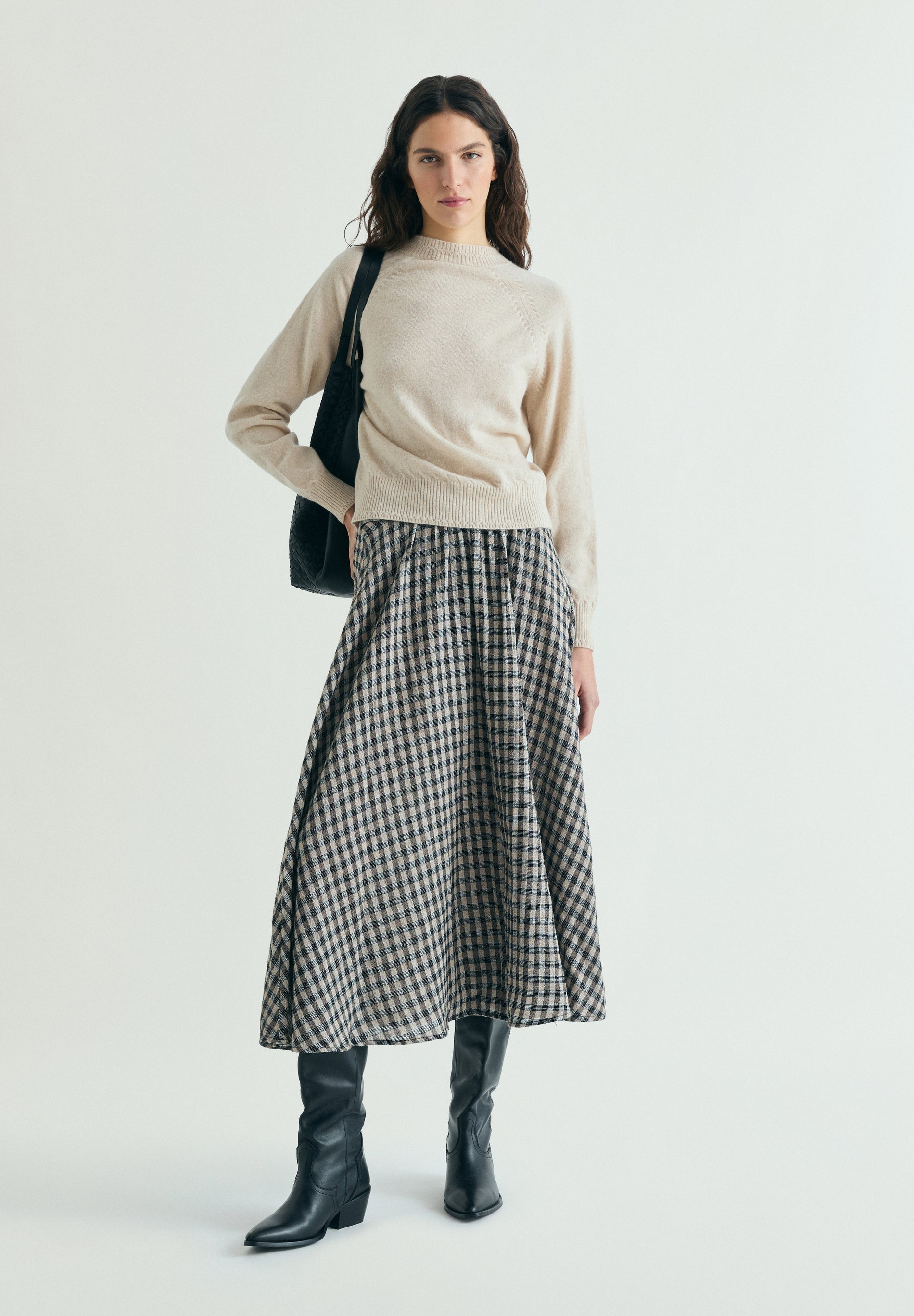 FALDA MIDI CUADROS