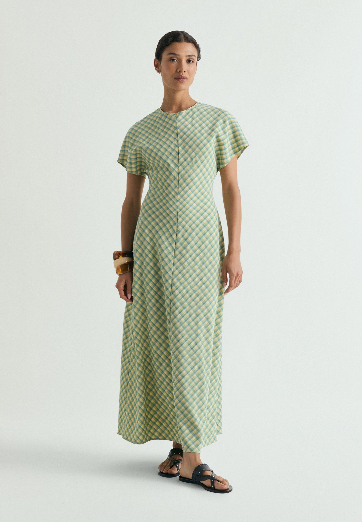 VESTIDO MIDI ESTAMPADO CUADROS