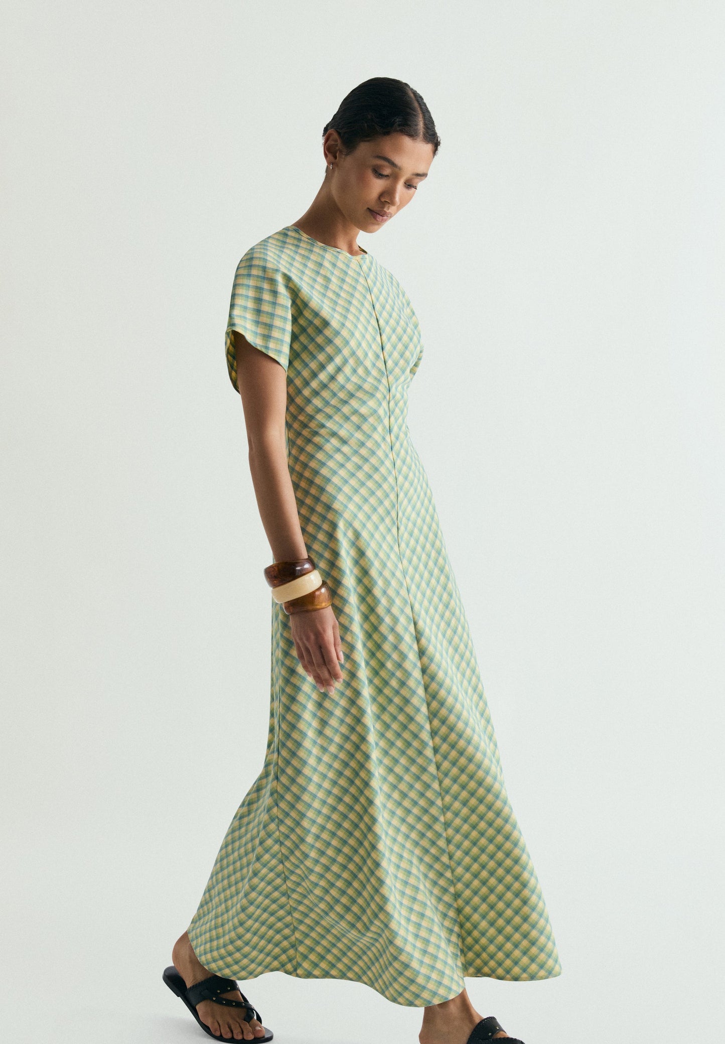VESTIDO MIDI ESTAMPADO CUADROS
