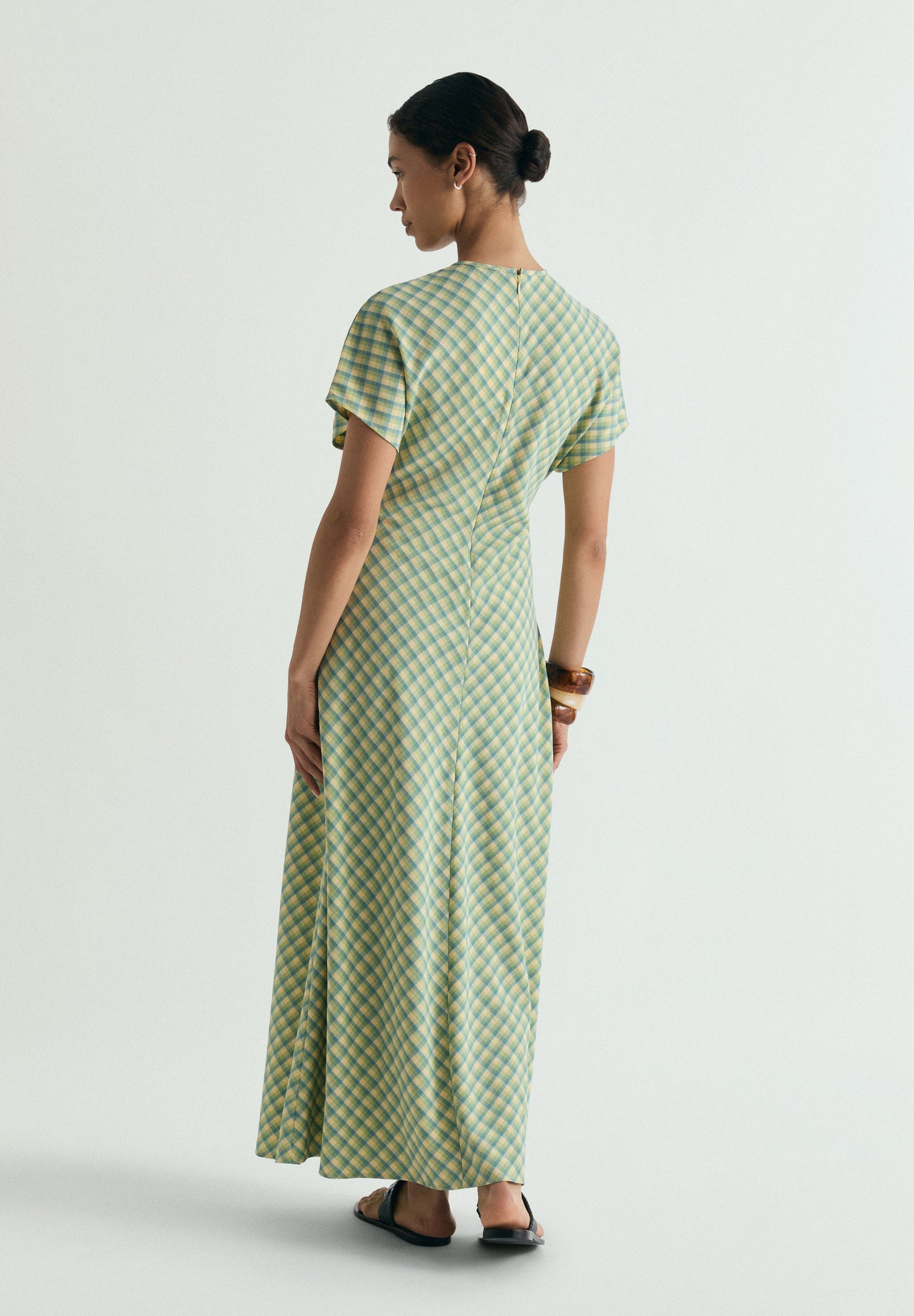 VESTIDO MIDI ESTAMPADO CUADROS