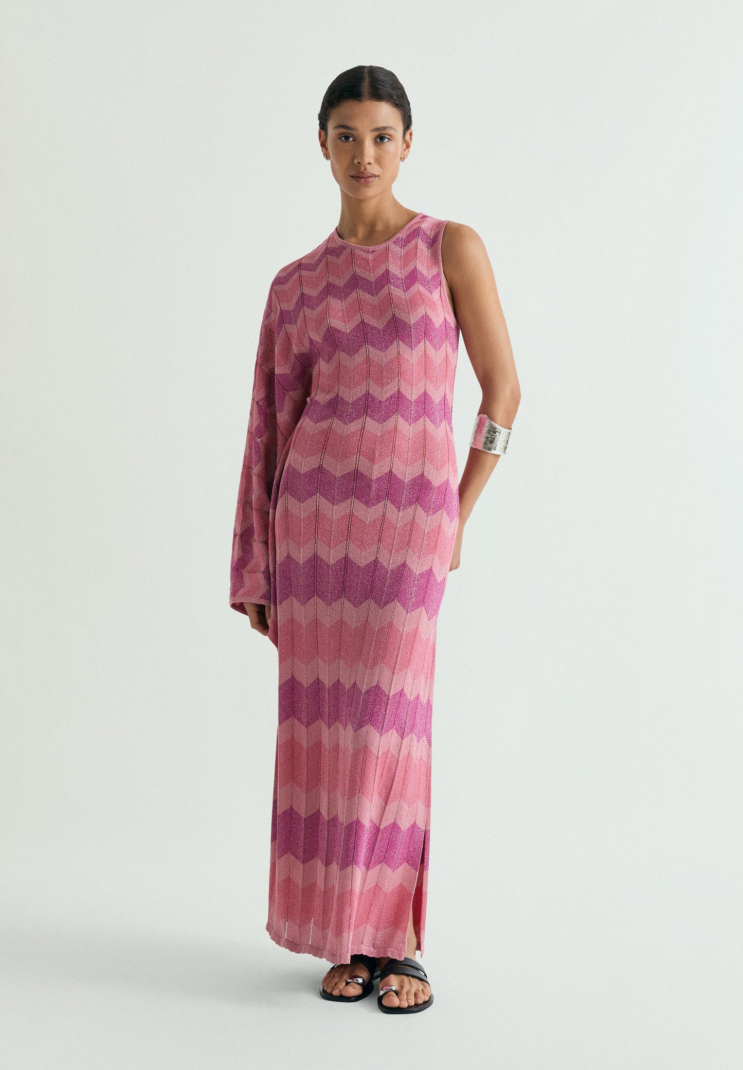 VESTIDO ASIMÉTRICO PUNTO LÚREX